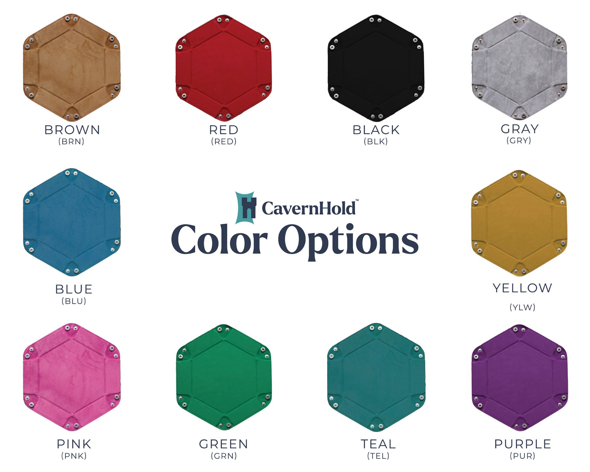 Color options for the Hexegon Dice Tray