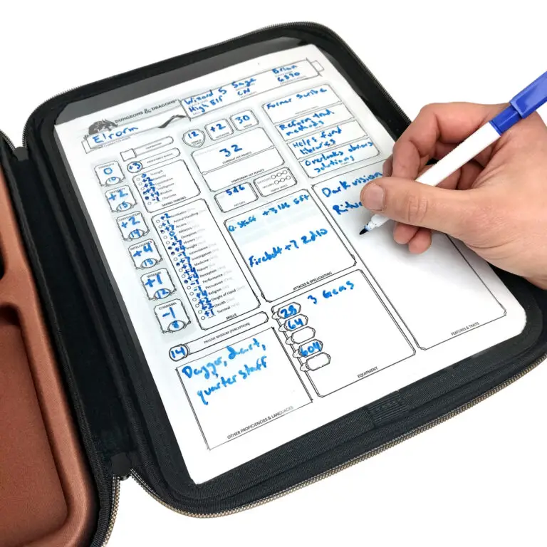 Dry erase scribble pad for character sheet