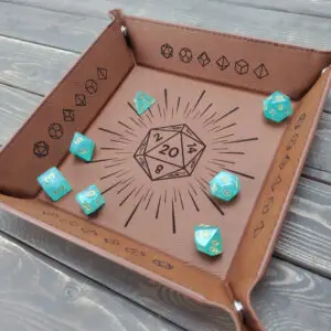 Shining D20 - Square Leather Dice Tray