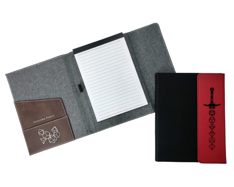 Front and inside of leather and canvas portfolio