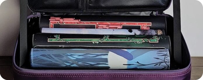 Top layer of the case with multiple playmats